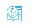 vector graphic of a person looking at a monitor